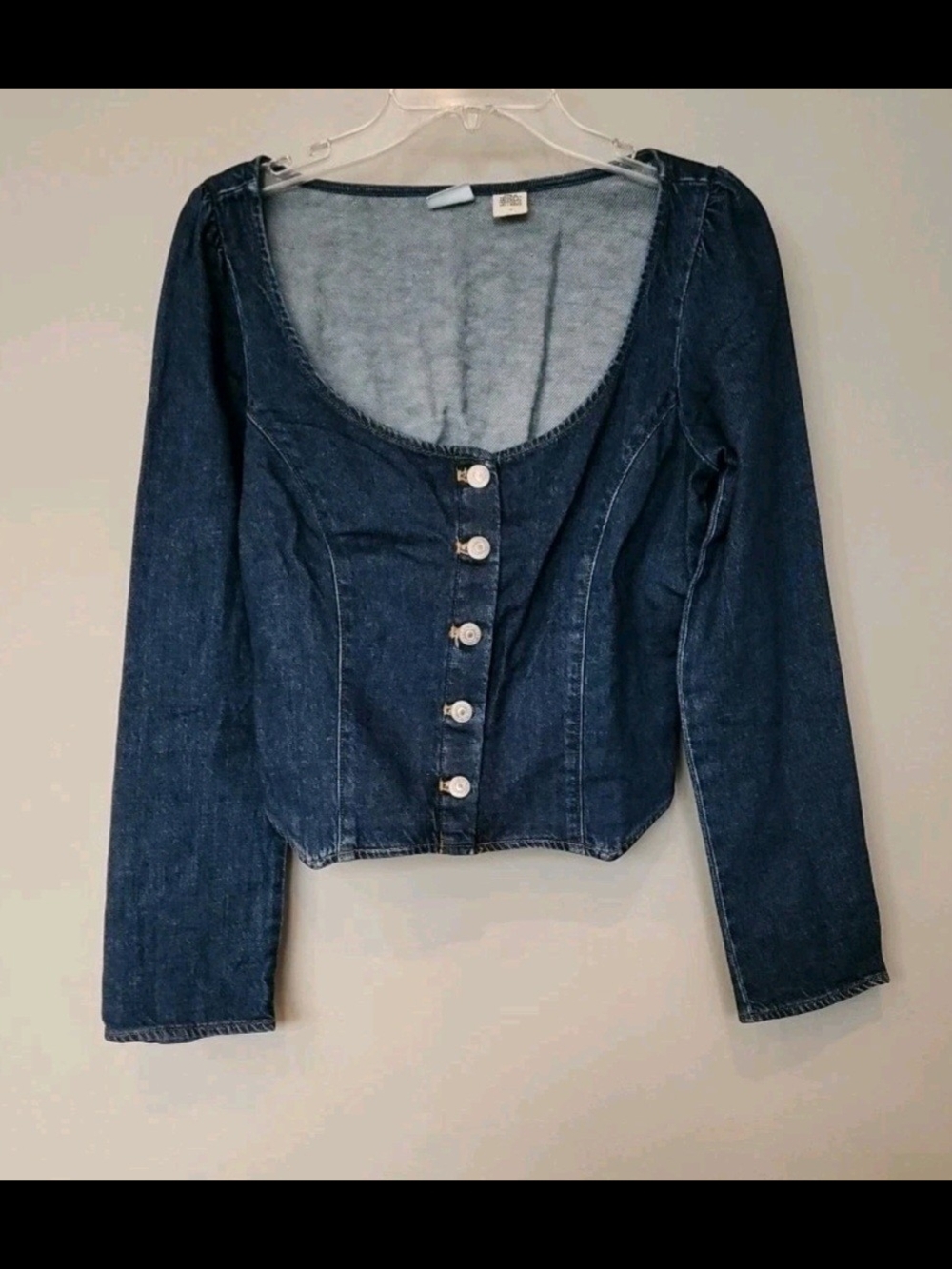 Levi's Dark Blue Denim Button-Up Scoop Neck Top